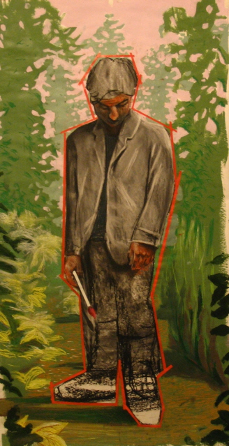 The Artist -  Acrylic, Charcol on Paper, 36x24in,2010